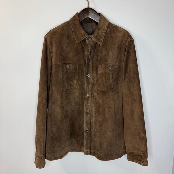 Guess Other - Guess Vintage Y2K Leather Suede Shirt Jacket Brown Men's M
